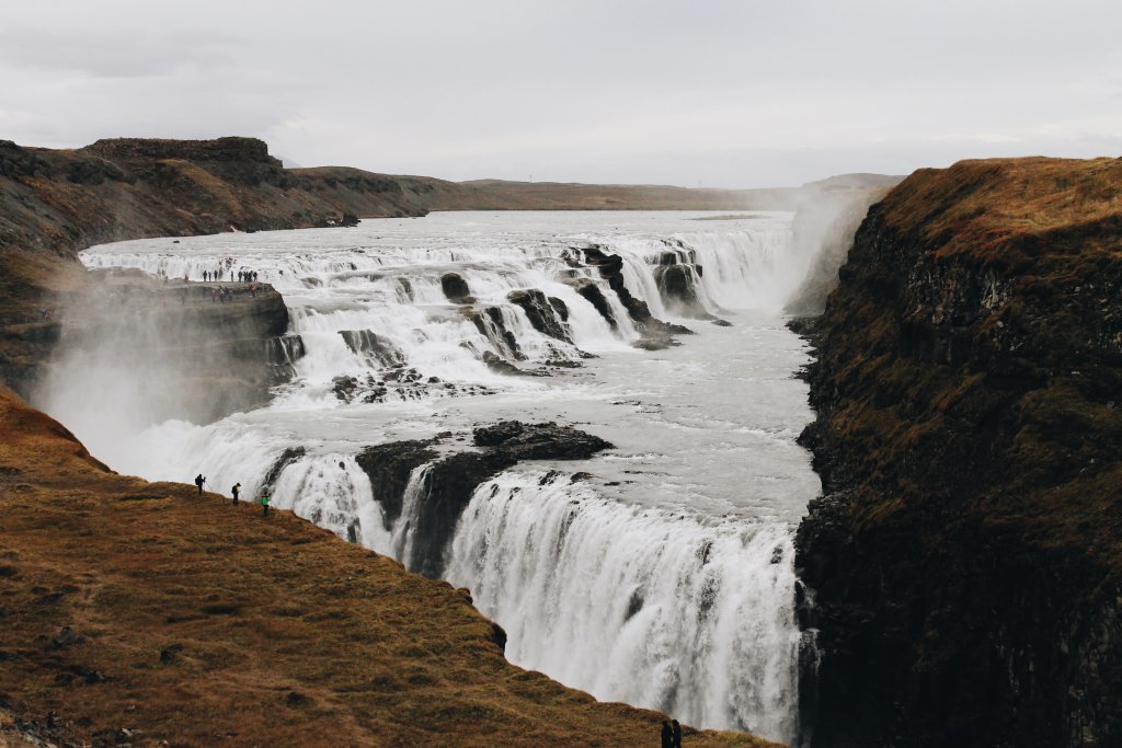 waterfall from above on a cloudy day