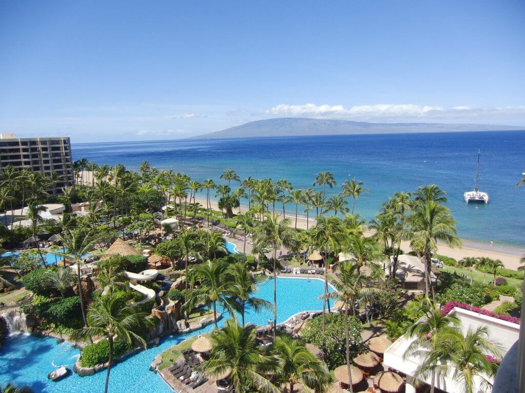 aerial view of a resort in maui