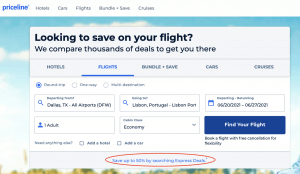 Priceline express deals screenshot