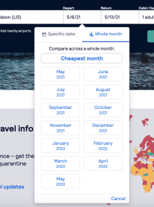 cheapest months to fly screenshot